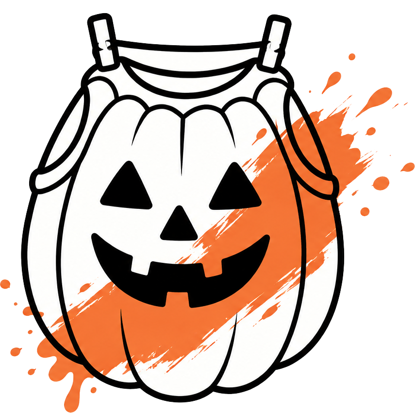 Illustration d'une citrouille d'Halloween sculptée avec une touche de peinture orange